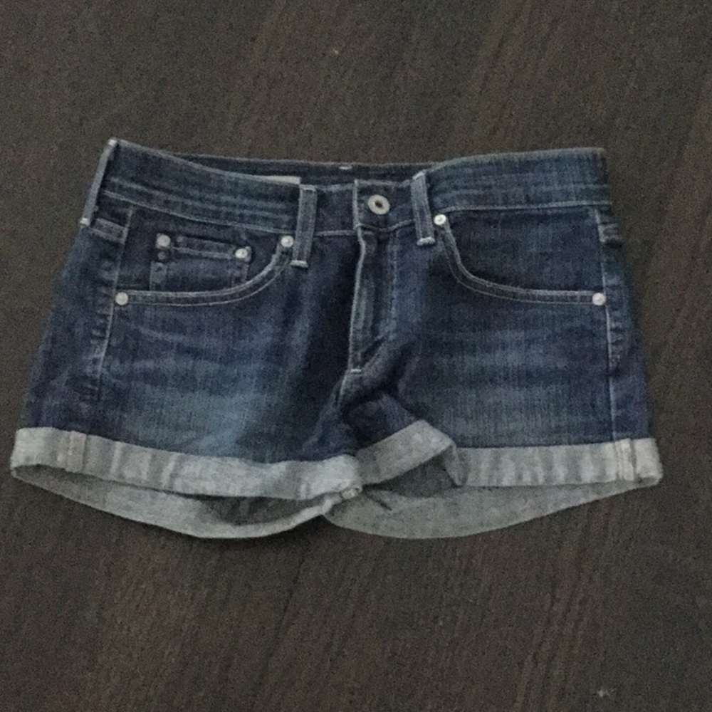 AG dark wash denim shorts
